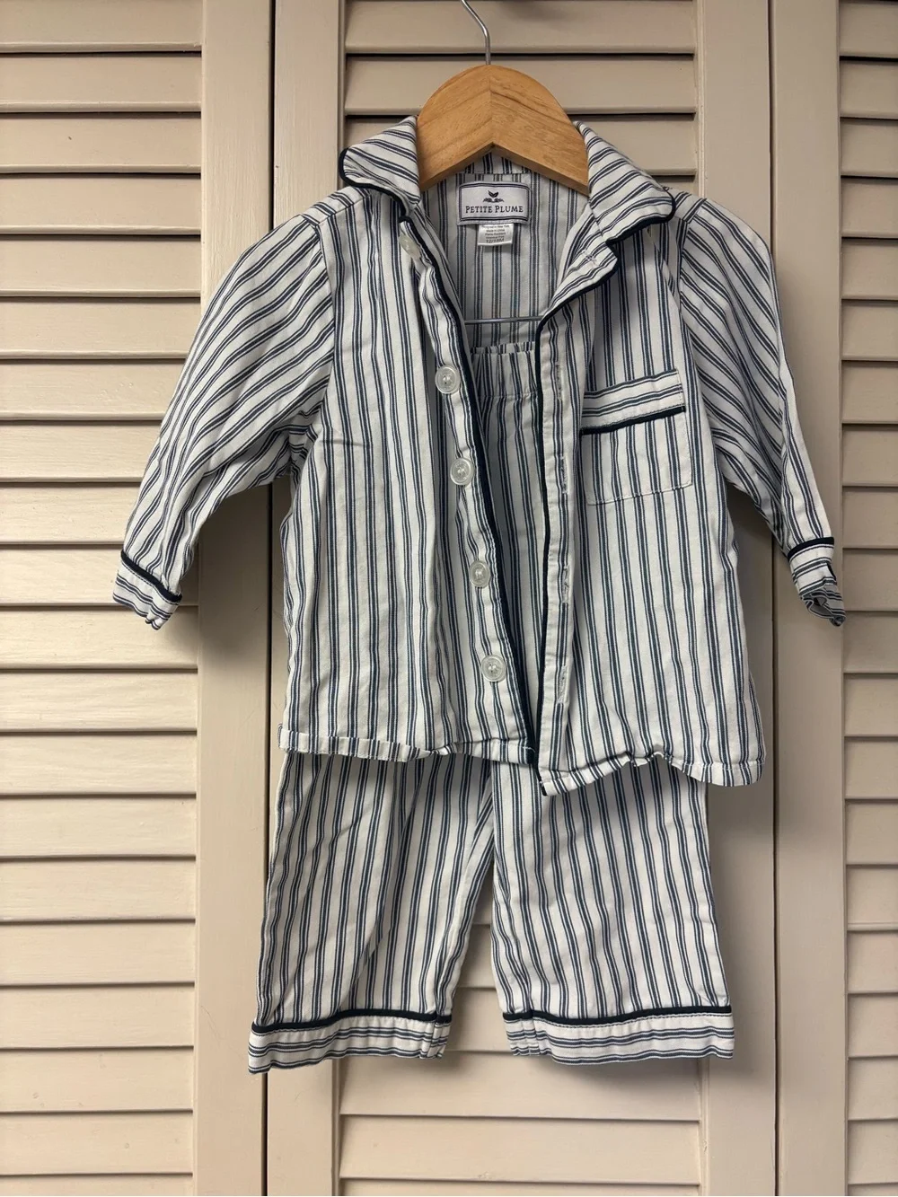 Blue Striped Cotton Kids Pajama Set